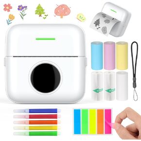 طباعة PODS MINI Printer ، Pluetooth Wireless Pocket Printer ، طابعة ملصق حرارية ، طابعة استلام غير محمولة للمجلة ، المذكرة ، الصورة ، دراسة مناسبة لـ iOS & Android (أبيض)