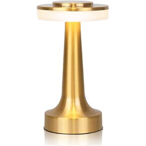 Cordless Metal Desk Lamp, Touch Sensor Control LED Table Lamp,3 Color Stepless Dimmable Battery Powered Lamp for Living Room, Dorm, Home Office (Gold)