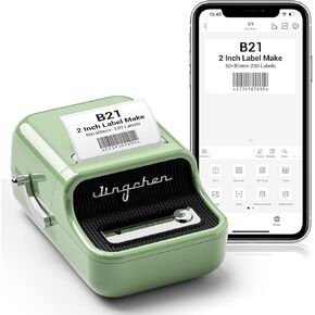 DEEPIN B21 Label Maker-Portable Bluetooth Thermal Label Maker Machine, 2 Inch Barcode Label Printer for Small Business, Clothing, Jewelry, Retail, Mailing, Barcode, with 1pack 50×30mm Label, Black
