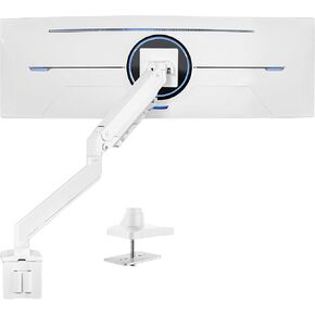 VIVO Premium Aluminum Heavy Duty Monitor Arm for Ultrawide Monitors up to 49 inches and 33 lbs, Single Desk Mount Stand, Pneumatic Height, Max VESA 100x100, White, STAND-V101G1W