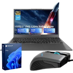 Machcreator N17A Laptop, 17.3" FHD 120Hz, 4-Cores Intel Processor, 8GB DDR5 RAM, 512GB SSD, Backlit Keyboard, SD Card Reader, HDMI, Webcam, Wi-Fi, Windows 11 Pro, Grey