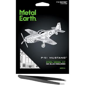 Metal Earth P-51 Mustang 3D Metal Model Kit Bundle with Tweezers Fascinations