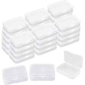 30pcs Rectangle Mini Clear Plastic Storage Containers Box Case with lid for Small Items, Bead, Jewelry, and Other Craft Projects (M: 3.3 * 2.1 * 0.9inch) in Kuwait