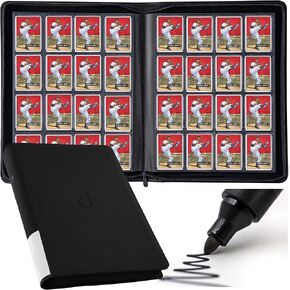 D DACCKIT Trading Card Binder - Premium 16 Pocket Card Binder with Sleeves for Trading Cards & Sports Cards, Ringless Card Album Fits 1024 Cards（Model A，Classic Black）