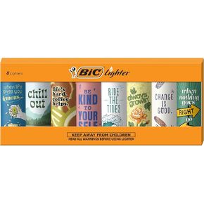BIC Pocket Lighter, Special Edition Americana Collection, Assorted Unique Lighter Designs, 8 Count Pack of Lighters