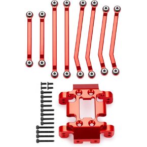 RCHUBAM 1/18 Redcat RC Center Skid Plate + 8pcs مجموعة رابط توجيه عالية CLARLAN متوافقة مع Redcat Ascent-18 1/18 RC Rock Produsts (Red)
