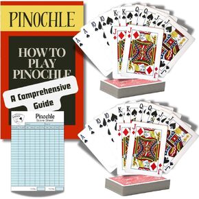بطاقات Pinochle - Pinochle Play Cards 2 Pack مع منصات نقاط Pinochle وقواعد Pinochle الشاملة ودليل الاختلافات من Zentious - حزمة أساسية للعشاق
