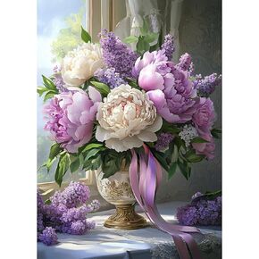 Meiyuda Diamond Painting Kits للبالغين ، 5D الزهور مجموعات فن الماس للمبتدئين للمبتدئين ، DIY Flower Vase Full Diamond Art Decor