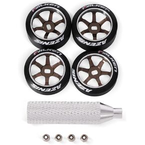 4pcs 20mm 1/28 RC Car Drift Wheel Hub مع إطارات شعار RC Car Drift لـ 1/24 1/28 Mini-z Mini-Q TG Racing Wltoys K969 RC Drift Car Prassion (Bronzed)