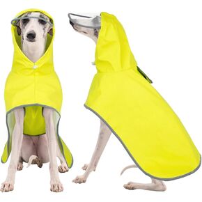 Fuamey Dog Raincoat مقاومة للماء ، سترة أمطار مقنعين صافية مع ثقب تسخير ، معاطف المطر المعطف المتوسطة الحجم للكلاب العاكسة ، مغامرات في الهواء الطلق ، dachshund (أصفر ، م)