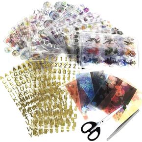 Woohome 41 PCS Resin Stickers Kit, 39 Sheets Transparent Decorate Stickers and Tools for UV Resin Craft