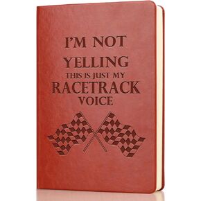 Race Gift Racing Car Flag Leather Journal Race Day Gift Car Racing Gift Race Notebook Racing Fans Gift (I'M NOT YELLING)