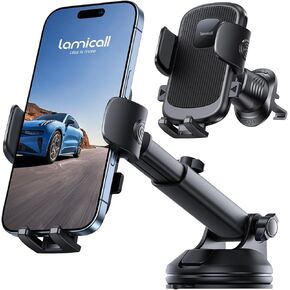 حامل هاتف سيارة Lamicall [3-in-1 كوب شفط من الدرجة العسكرية] 360 درجة من حاملي الهواتف التناوب لسيارتك [الخطاف المعدني] مركبة مركبة على متن الطائرة للهواتف المحمولة من أجل iPhone 16 الهاتف الذكي