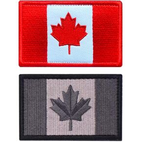 Antrix 2 Pack Canada Flag Tactical Patch | لون المطرز الكامل | الخطاف والحلقة الرحيفة شعار زين كندي | تستخدم في القبعات ، والسترة ، وحقائب الظهر ، والسترة ، والمعطف ، والزي الرسمي للعمل ، وملابس الفريق