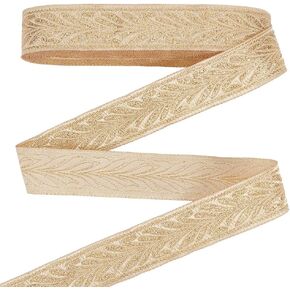 PH Pandahall 10 ياردة شريط الذهب Jacquard ، 1 بوصة النسيج زهرة القطع عتيقة الشريط المنسوج بوهو خياطة التزيين للاصدفة ديي ستريت زينة زخرفة