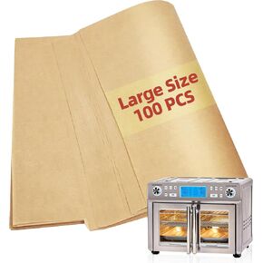 Air Fryer Paper Liners, 100 PCS Large Size Parchment Paper Compatible with Emeril Lagasse Dual Zone 360 Air Fryer Oven Combo with French Door Square Air Fryer Liners Disposable Baking Sheets