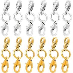 10 Pieces Double Lobster Clasps, Bracelet Extender Claw Clasps Connector, Bracelet Extension Clasp for DIY Jewelry Making Women Girls (25mm/ 0.98 Inch)