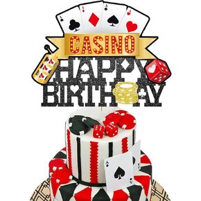 1 PCS CASINO CAKE Topper Poker Game Chips Player عيد ميلاد سعيد كازينو ديكورات الكعك كازينو ديكورات عيد ميلاد لاس فيجاس كازينو ليلة عيد ميلاد لوازم حفلة عيد ميلاد