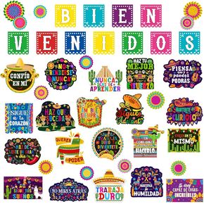 43 Pcs Hispanic Heritage Month Bulletin Board Decorations Bienvenidos Spanish Posters Hispanic Motivational Classroom Decor Inspirational Cutouts in Spanish for Latin American School Supplies