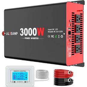 4000 Watt Power Inverter 12V DC to 110V AC Car Inverter with 4 AC Outlets, 30W Type-C Port, 3.1A USB Port, Remote Controller on LCD Screen, Peak 8000W Car Converter for Truck,Vehicles,Trip