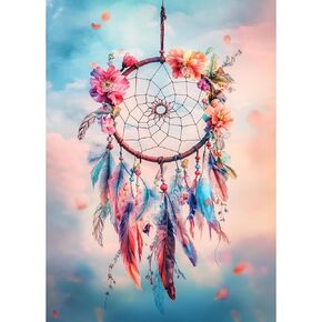 HEIBAGO Diamond Art Painting Kits for Adults, Dreamcatcher 5D Diamond Painting Dots Art Kits for Adults Beginner, DIY Full Round Gem Crystal Art Paint by Diamond, Home Wall Decor 12 x 16 inch