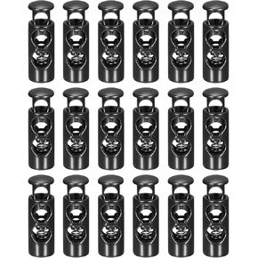 uxcell 18pcs Metal Cord Locks, 4mm Double Hole Spring Stopper Fastener Slider Toggles End for Drawstrings Bags Backpacks Clothing Lanyards, White Nickel