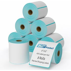 9527 منتج 4 "× 6" ملصقات شحن حرارية مباشرة لحمار وحشي 2844 ZP-450 ZP-500 ZP-505 الطابعات الحرارية ، تسميات حرارية مباشرة فارغة 6 لفات 2700 ملصقات ، 450 ملصقات/لفة 1 "Core