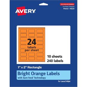 علامات مستطيل Avery القابلة للطباعة مع تقنية التغذية المؤكدة ، 1 "× 2" ، ملصقات برتقالية زاهية ، طباعة إلى الحافة ، ليزر/حبر ، 240 إجمالي ، رائعة للبريد الملصقات وعلامات التسعير