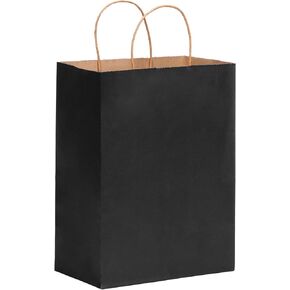 OUTUXED 60pcs Paper Gift Bags, Kraft Paper Bags with Handles, 7.1x3.6x9.3in Medium Size Paper Bags for Retail, Gift Wrapping, and Shopping