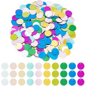Olycraft 2000pcs 10 ألوان متكررة 0.4 بوصة من البلاستيك الدائري مع 1 مم ثقب الترتر الملون اللمع