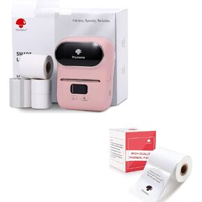 Phomemo M110S Label Maker Set- with 1 50x50 Round Label, Bluetooth Label Maker for for Business Labeling, Barcode, Office, Cable, Retail, with Fonts Choose, Icons, Templates, Pink