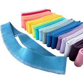 القطن تمتد الأضلاع النخاع تذبذب النسيج ل sweatshirt diy الخياطة (أسود 4#، 2 شرائط)