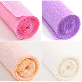 Beyoslf 4 Colors Crepe Paper Rolls, 9.8 Inch Wide 8ft Long Heavy Crepe Paper Sheet for Flower Making for Wedding Festival Birthday Party, DIY Craft (Pink, Light Purple, Champagne, Green)