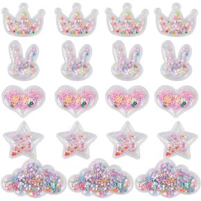 Sunnyclue 40pcs 5 requin requin blastic charms bulk Flatback Charm Pink Heart Star Cloud Crown Rabbit Quicks و Decoration Cabochons for Hagbooking Headloy Hairclips Bow Diy Craft Association