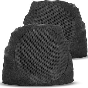 Rock Speaker Solar Powered & USB-C Rechargeable, Wireless Outdoor Speaker with Bluetooth 5.0, LED Disco Light, TWS Outdoor Speakers, Waterproof for All Seasons for Garden, Patio (2-Pk, Grey)