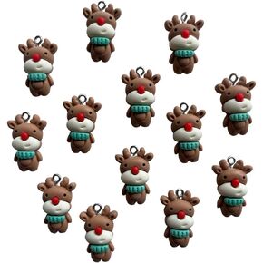 AMOBESTER Christmas Deer Pendant Charms Cute Animal Charms for DIY Earring Bracelet Necklace Jewery Making White