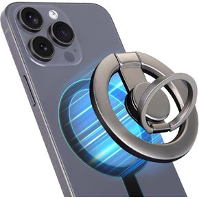 Magnetic Phone Grip, Gyroscope Phone Ring Holder Grip for Hand Cell Phone Finger Holder Kickstand Phone Stand Holder for Desk Compatible for MagSafe iPhone 16/15/14/13/12 Series