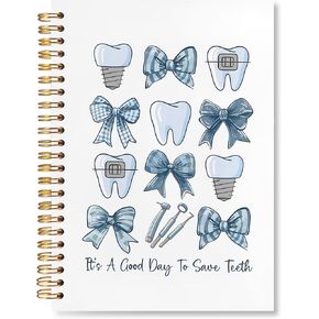 Coquette Blue Dentist Notebook Journal, Dentist Gifts for Women, Dental Hygienist Gifts for Women, Dental Assistant Gifts, Dental Office Gifts, Hardcover Spiral Journal Notebook 5.5x8.3 Inch