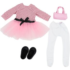 New Adventures: Style Girls 18-Inch Doll Outfit Pink Tutu Set with Polka-Dot Top & Accessories, for Ages 3 and up