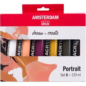 سلسلة Acrylics القياسية في أمستردام - مجموعة من 6 ، ألوان صورة ، 120 مل ، أنابيب
