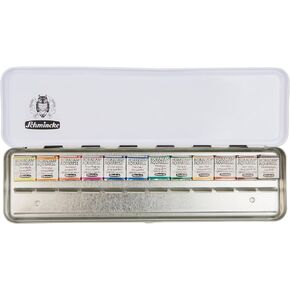 Schmincke - Horadam® Aquarell Paint Box خط رفيع مع 12 ألوان مائية في 1/2 PAN