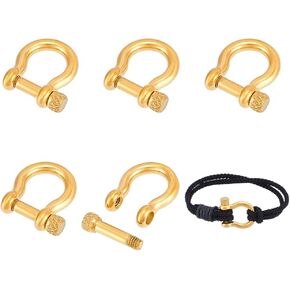 UniCraftale 5pcs Clasps Golden D-Ring Consor Shackle Clasps ، 304 من الفولاذ المقاوم للصدأ ، وقفل القفل المسمار ، حدوة حدوة حصان معدنية لصنع المجوهرات ، لوازم سوار DIY ، 24.7x22mm