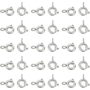 UniCraftale 30pcs Clasps Fring Ring Clasps 6 مم من الفولاذ المقاوم للصدأ مستديرة من المشابك الزنبركية سوار القلادة المعدنية إغلاق الينابيع نتائج ناعمة لمجوهرات صنع المجوهرات ثقب 1.6 ملم