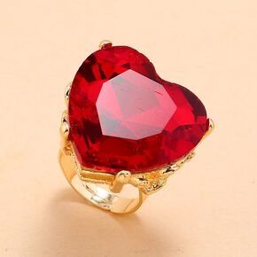 Mnyixsi Fashion Multi Clear Big Crystal Heart Ring للنساء ، تصميم مفتوح قابلة للتعديل ، حلقة زفاف قلب سميك ، حلقة زفاف ، تشيك توليفشيدي ، رومانسي ، رومانسي ،