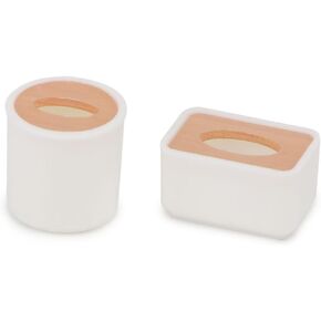 Dollhouse Tissue Box 2PCS Miniature 1/12 ملحقات المنزل ، مربع الورق الأنبوبي والأنبوب المستطيل المركب لزينة غرفة المعيشة المرحاض ، نموذج حامل الأنسجة لـ DIY Craft (1:12)