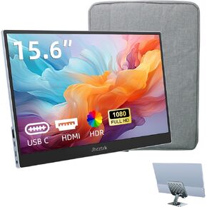 Portable Monitor 15.6" FHD 1080P USB C HDMI Gaming Slim IPS Monitor with Built-in Speakers, HDR Plug and Play for Laptop Phone Mac External Monitor