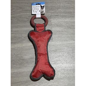 منتجات Duke's Pet Squeak Bone Dog Toy (أحمر)
