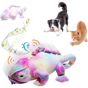 ألعاب الكلاب التفاعلية ، ترقية لعبة Pet Plush النشطة للملل والملل والغناء المتحرك للكلاب كرتون قابلة للغسل وردي سحلية مضغ المشي للقطط الكلاب