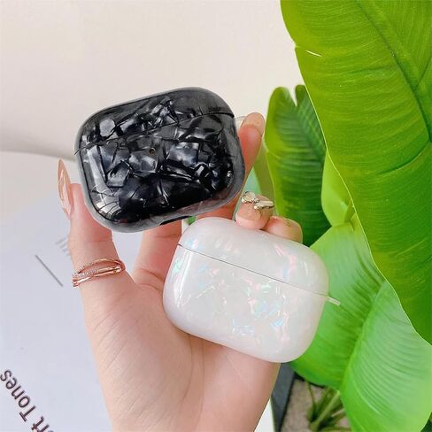 for Cute Glitter Airpods 4 Case 2024 with Cleaner Pen, Shell Pattern Apple Airpods iPod 4th Generation Case Cover Protective Skin Girl Women with Luxury Pearl Keychain, Pink in Saudi Arabia