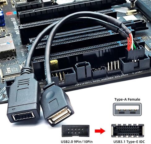 Xiwai USB 2.0 9Pin 10Pin Mainboard Header Male to USB 3.1 Front Panel Socket Key-A Type-E Extension Adapter in Saudi Arabia